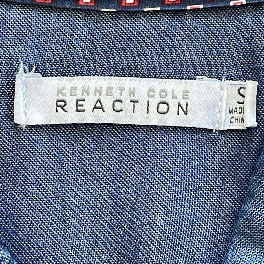 KennethCole Reaction Chambray Denim Belted Shirt Utility Dress Roll-Up Sleeves-S - Picture 8 of 11